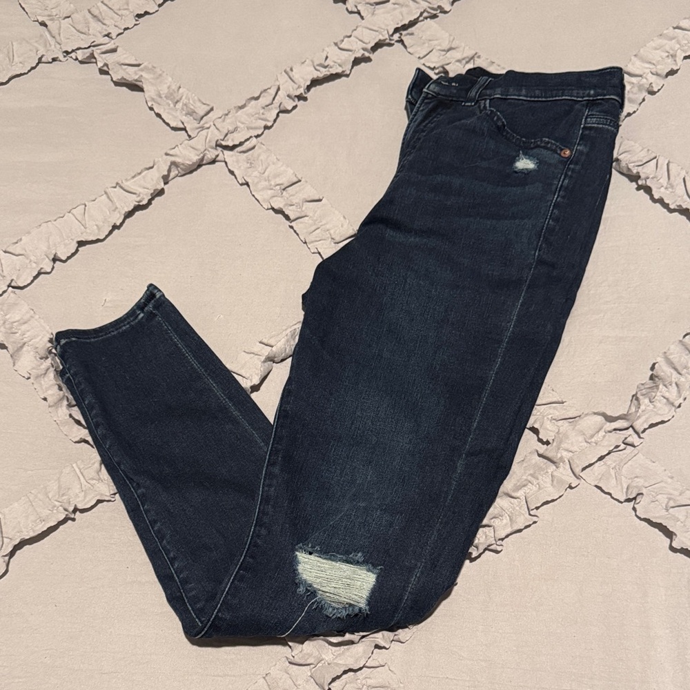 Express Dark Blue Distressed Jeans